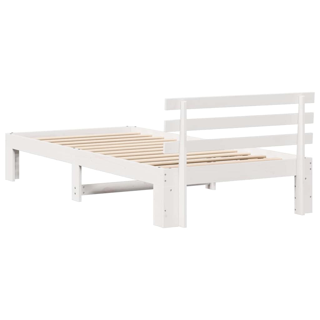 vidaXL Ramka łóżka Z zagłówkiem Biały 80 x 200 cm Lite drewno sosnowe