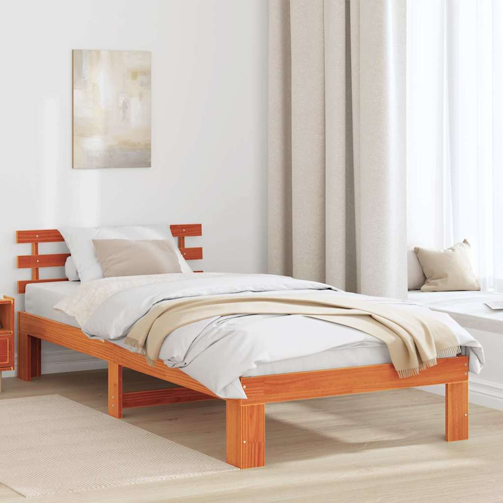 vidaXL Ramka łóżka Woskowy Brąz 80 x 200 cm Lite drewno sosnowe