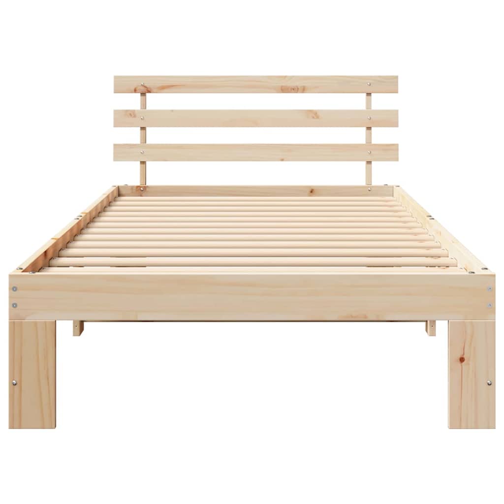 vidaXL Ramka łóżka Naturalny 90 x 190 cm Lite drewno sosnowe