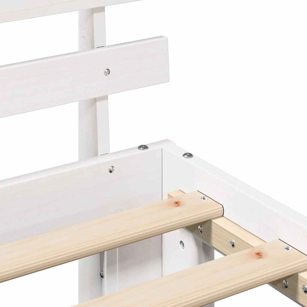 vidaXL Ramka łóżka Z zagłówkiem Biały 90 x 190 cm Lite drewno sosnowe