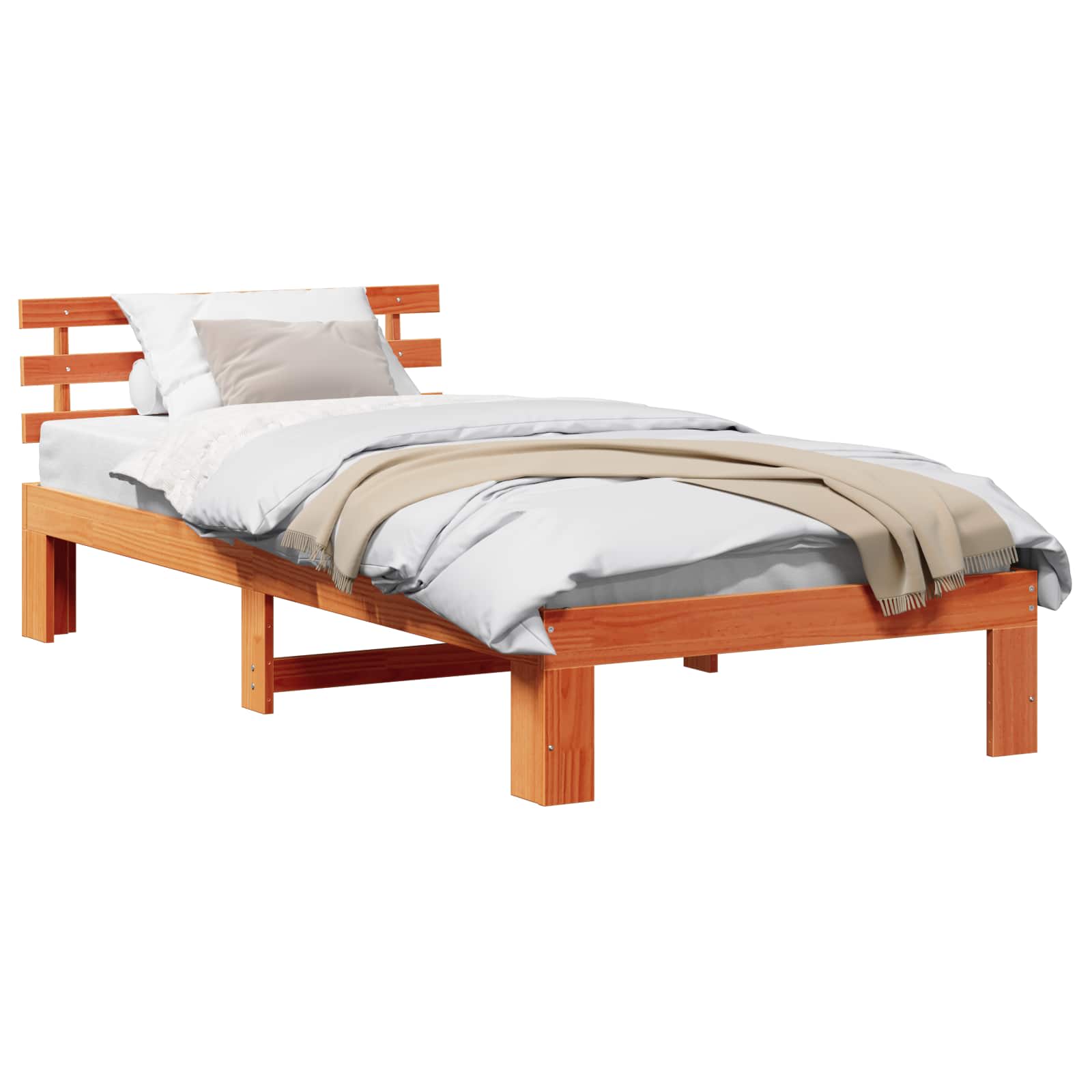 vidaXL Ramka łóżka Woskowy Brąz 90 x 190 cm Lite drewno sosnowe