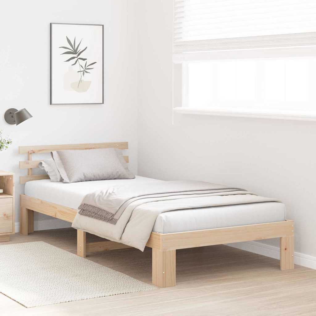 vidaXL Ramka łóżka Naturalny 75 x 190 cm Lite drewno sosnowe