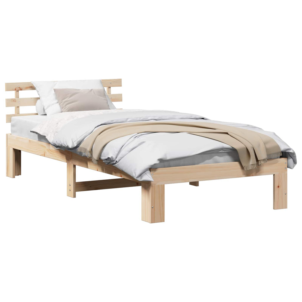 vidaXL Ramka łóżka Naturalny 75 x 190 cm Lite drewno sosnowe