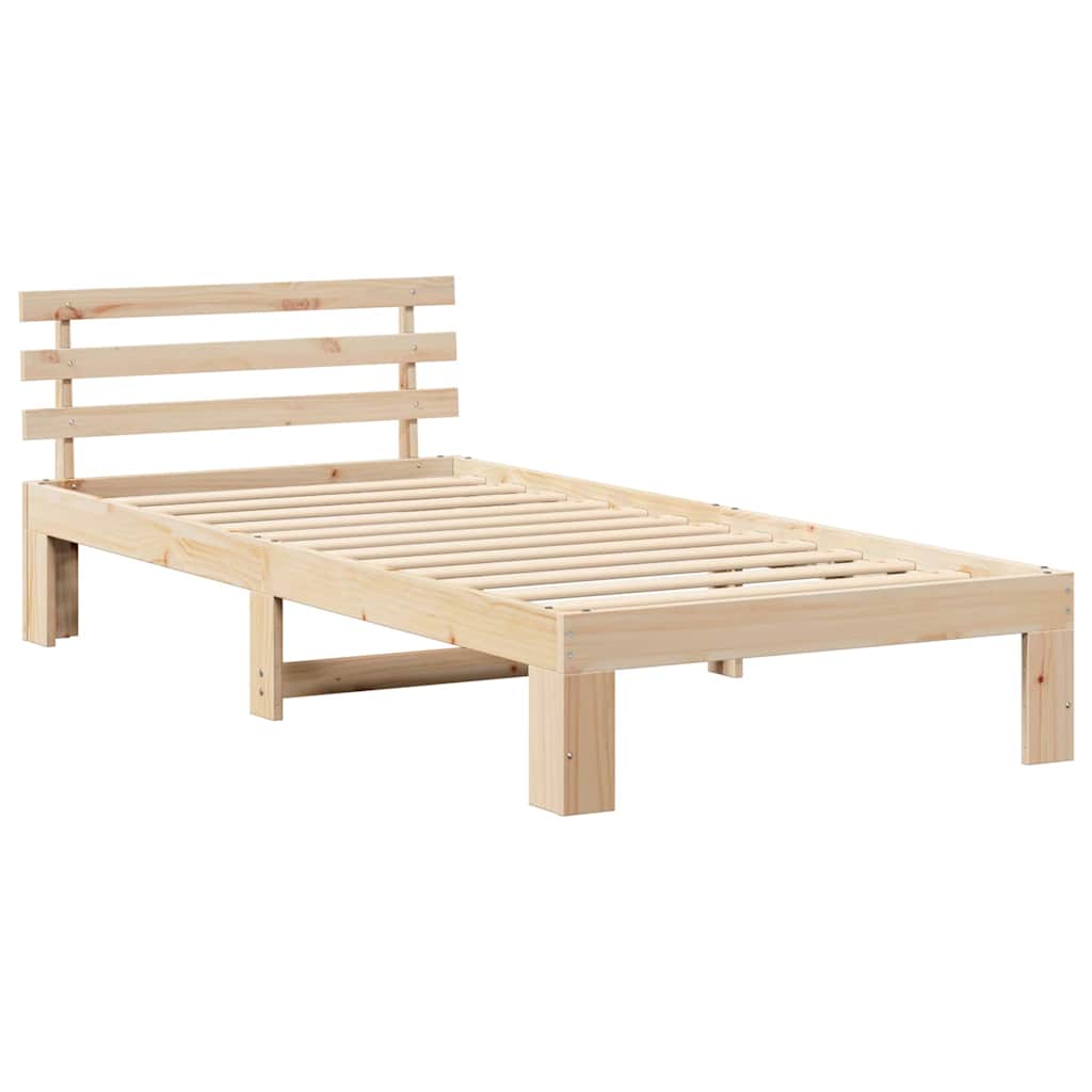 vidaXL Ramka łóżka Naturalny 75 x 190 cm Lite drewno sosnowe