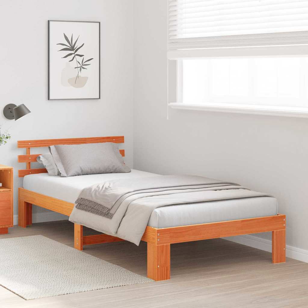 vidaXL Ramka łóżka Woskowy Brąz 75 x 190 cm Lite drewno sosnowe