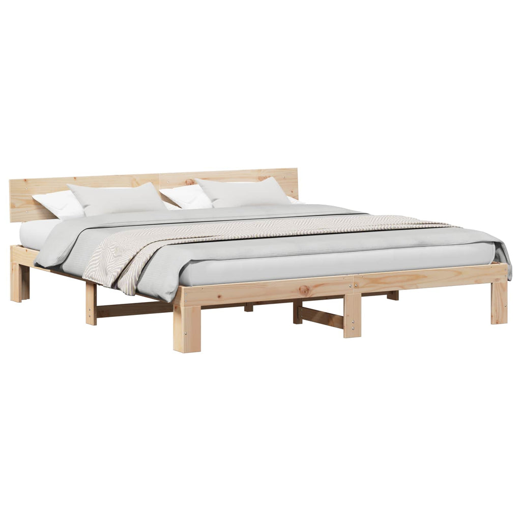 vidaXL Ramka łóżka Naturalny 200 x 200 cm Lite drewno sosnowe