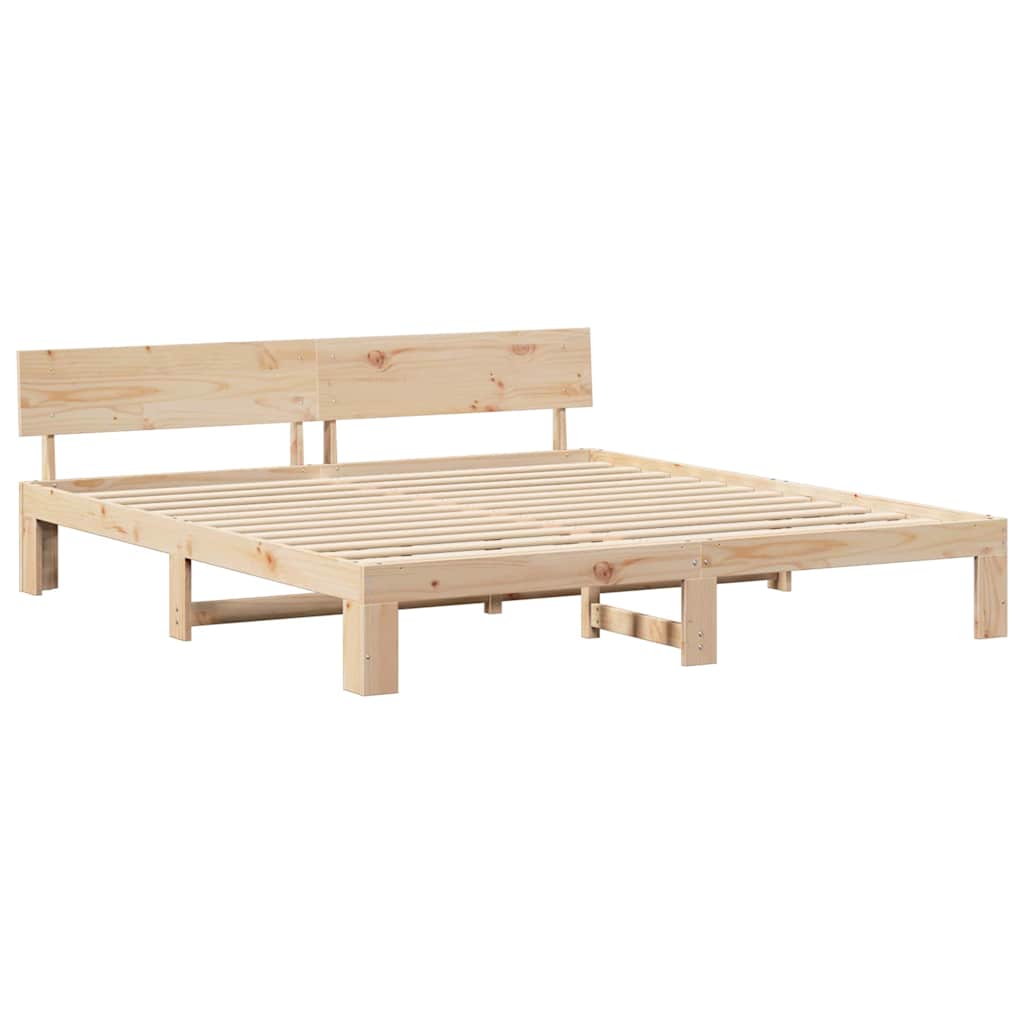 vidaXL Ramka łóżka Naturalny 200 x 200 cm Lite drewno sosnowe