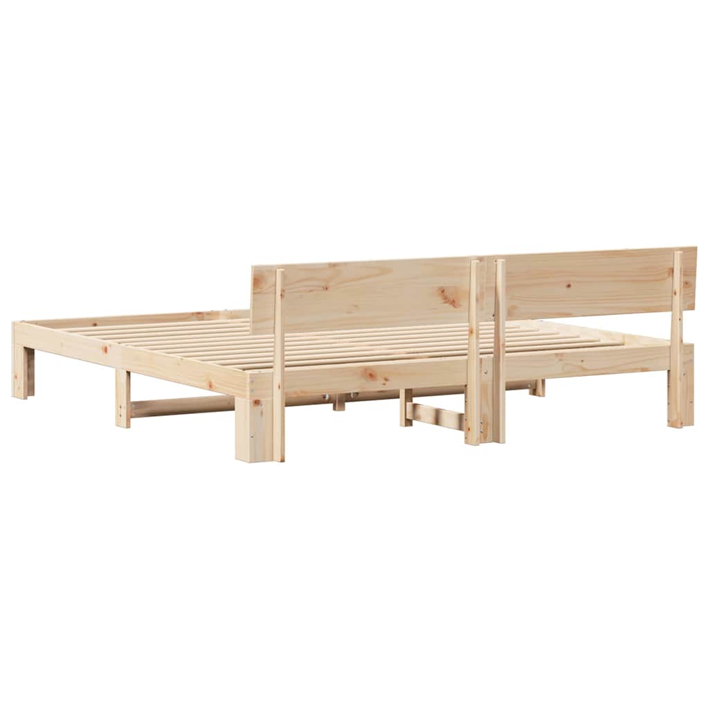 vidaXL Ramka łóżka Naturalny 200 x 200 cm Lite drewno sosnowe