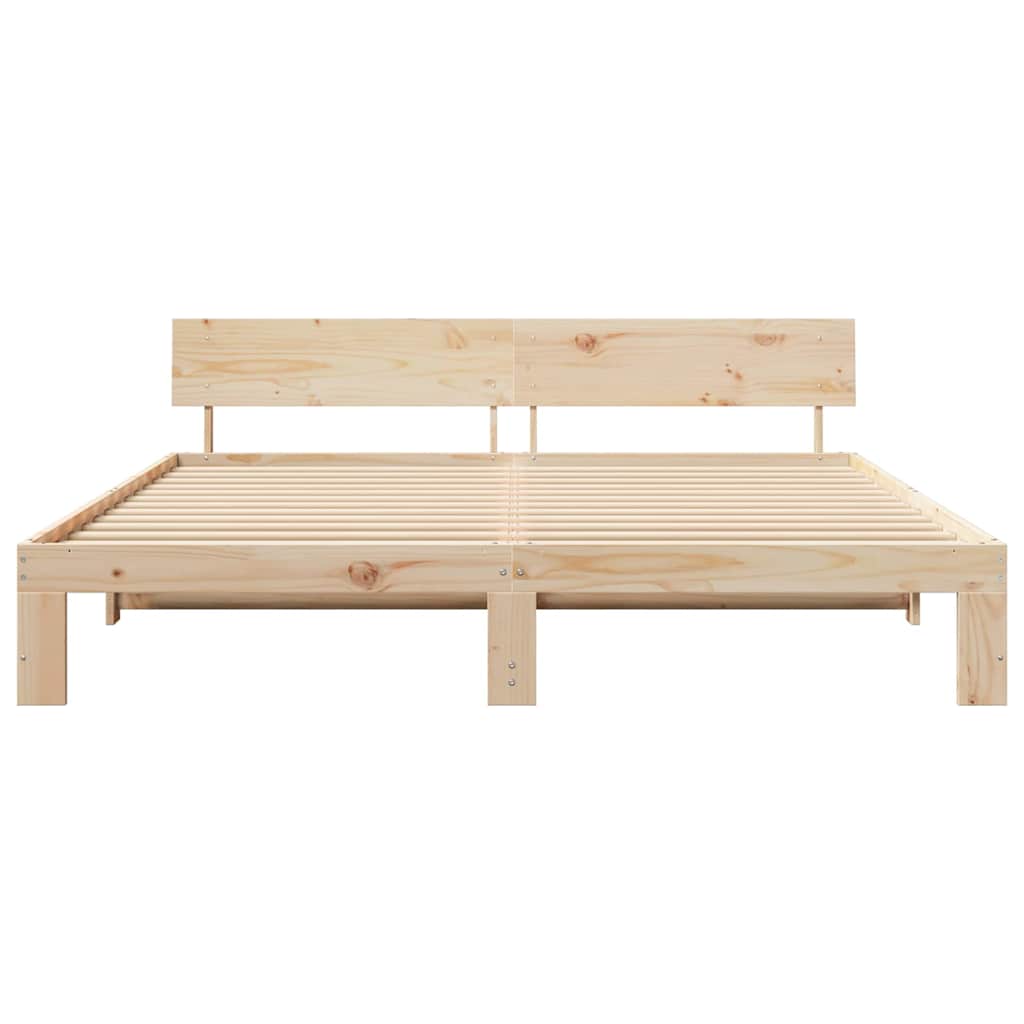 vidaXL Ramka łóżka Naturalny 200 x 200 cm Lite drewno sosnowe
