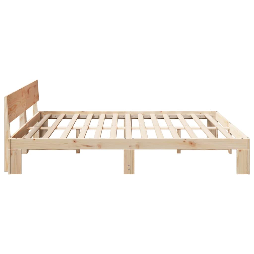 vidaXL Ramka łóżka Naturalny 200 x 200 cm Lite drewno sosnowe