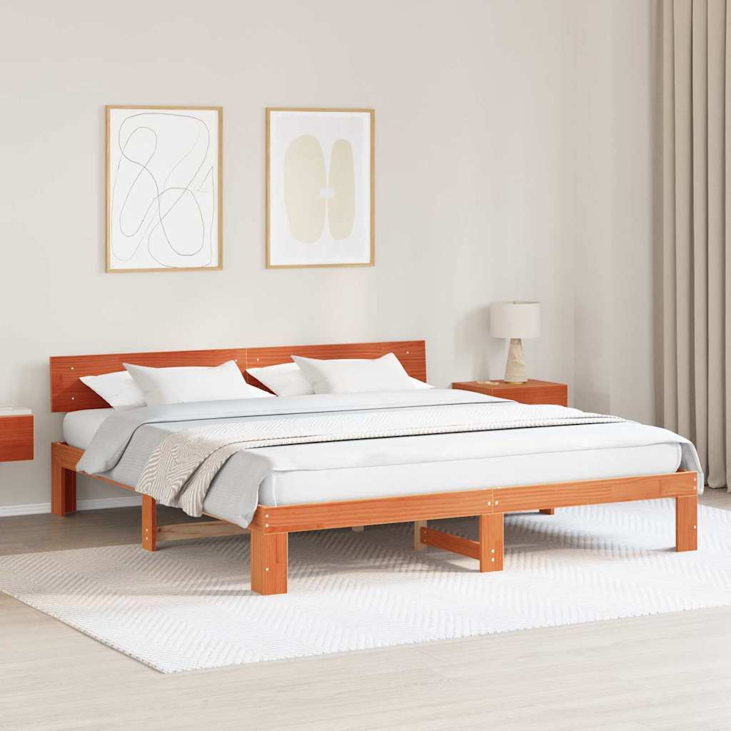 vidaXL Ramka łóżka Woskowy Brąz 200 x 200 cm Lite drewno sosnowe