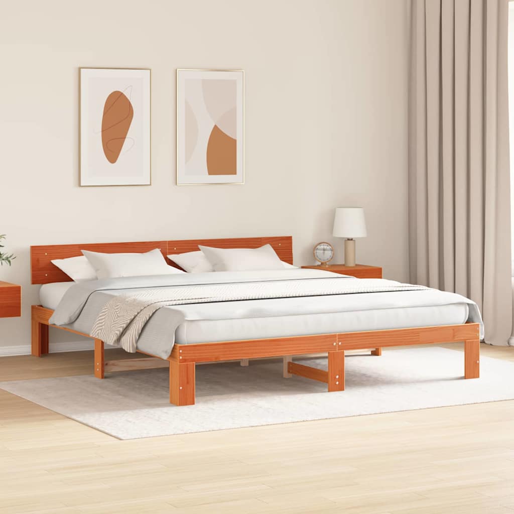 vidaXL Ramka łóżka Woskowy Brąz 200 x 200 cm Lite drewno sosnowe