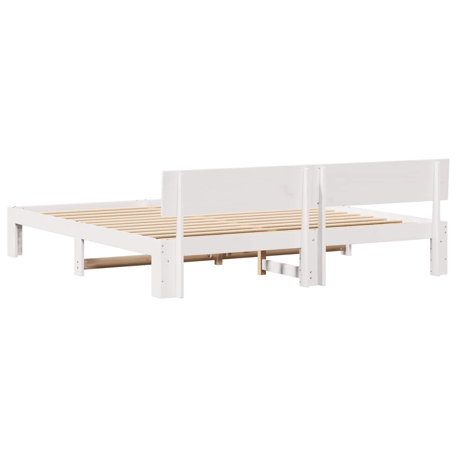 vidaXL Ramka łóżka Z zagłówkiem Biały 180 x 200 cm Lite drewno sosnowe