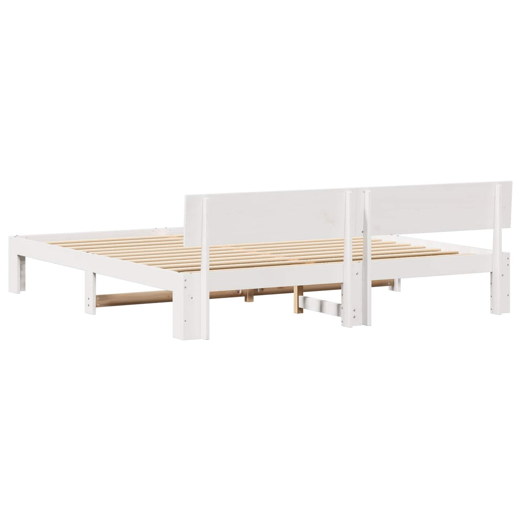vidaXL Ramka łóżka Z zagłówkiem Biały 180 x 200 cm Lite drewno sosnowe