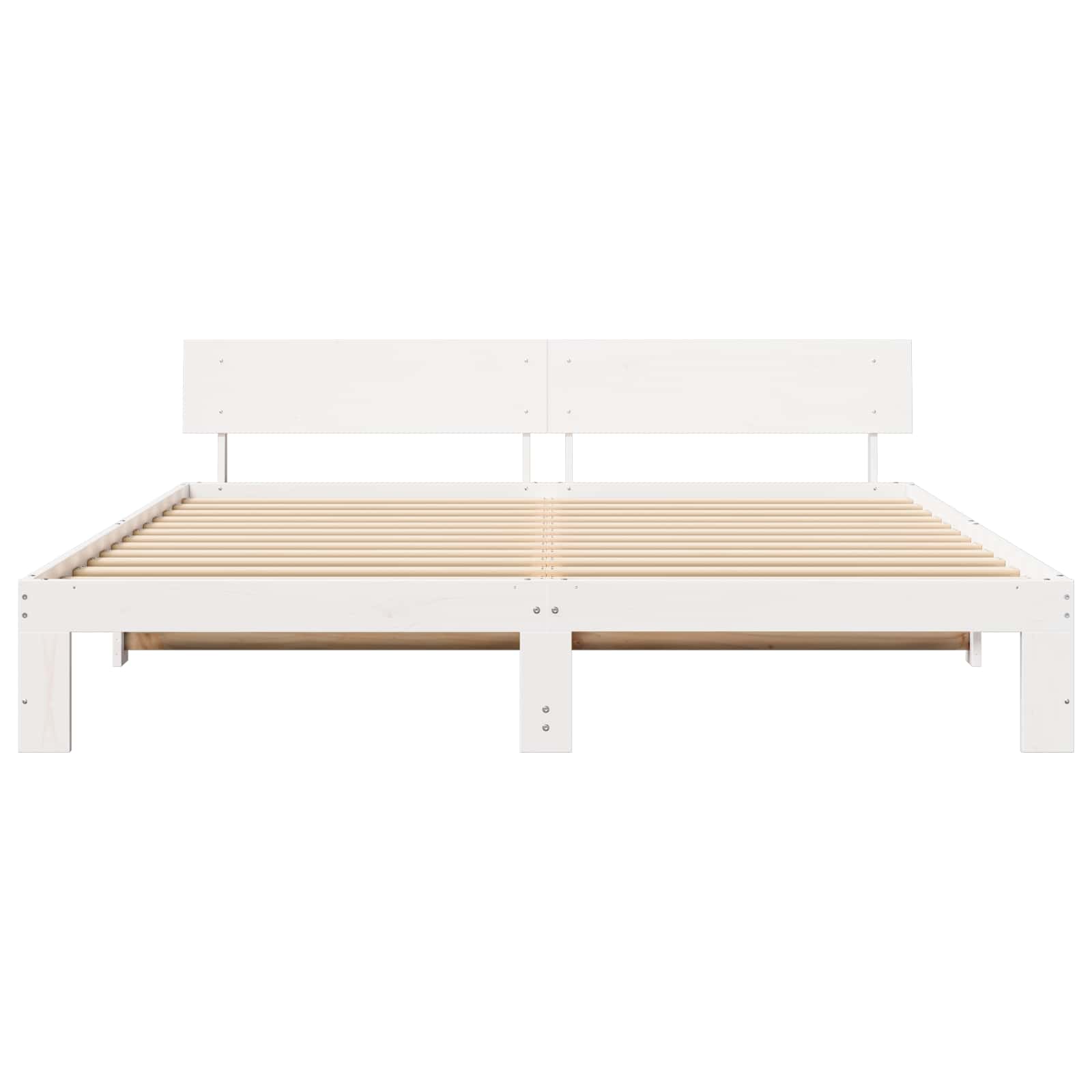 vidaXL Ramka łóżka Z zagłówkiem Biały 180 x 200 cm Lite drewno sosnowe