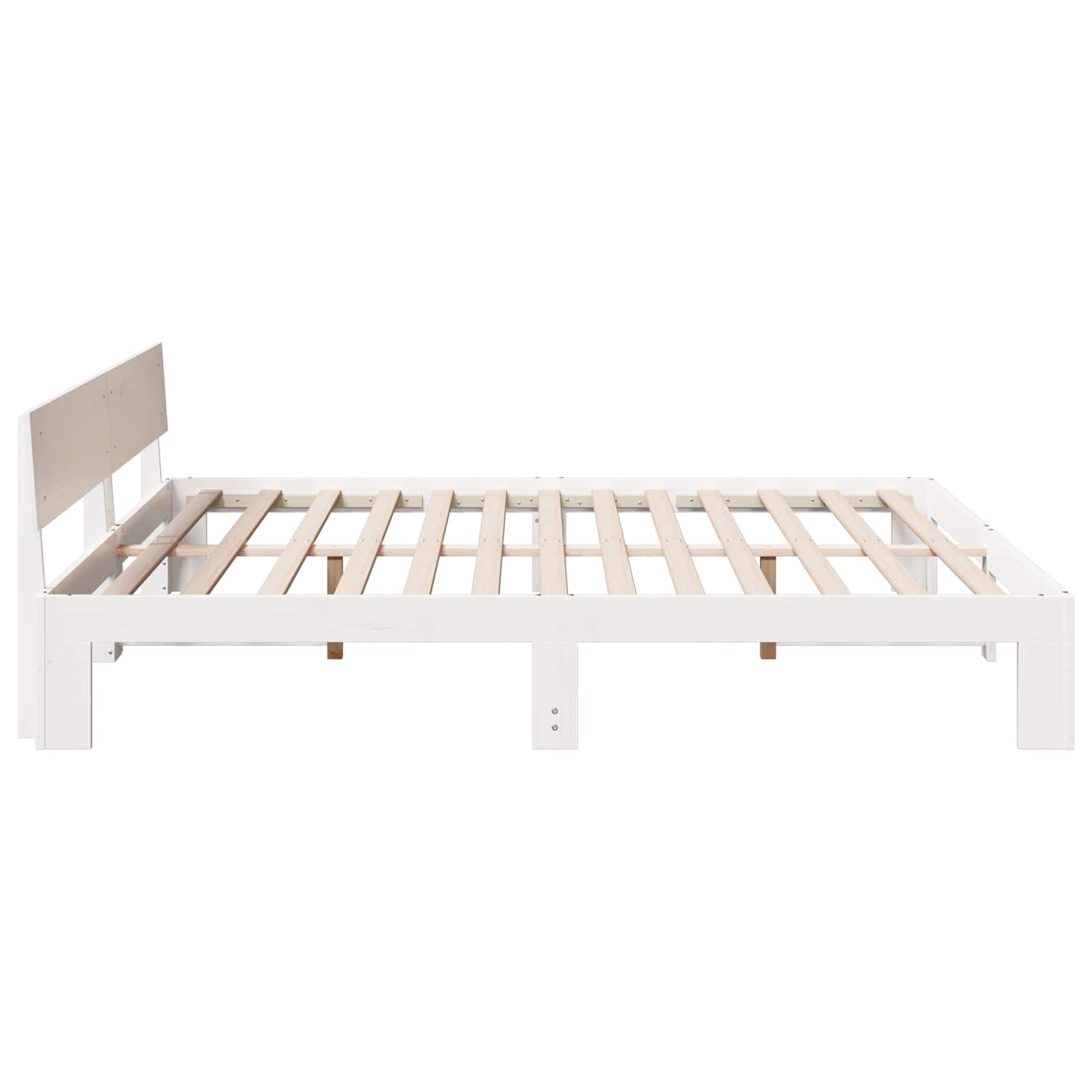 vidaXL Ramka łóżka Z zagłówkiem Biały 180 x 200 cm Lite drewno sosnowe