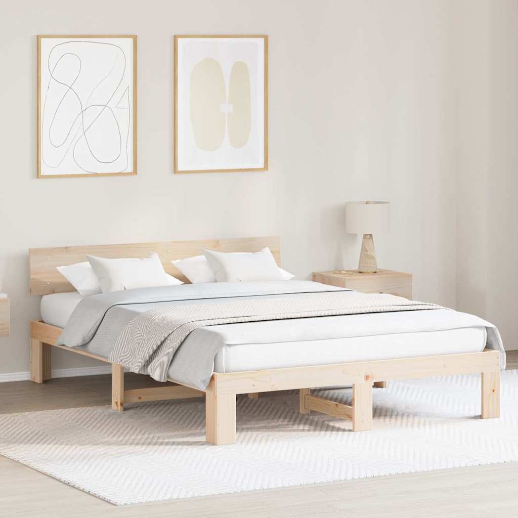 vidaXL Ramka łóżka Naturalny 160 x 200 cm Lite drewno sosnowe