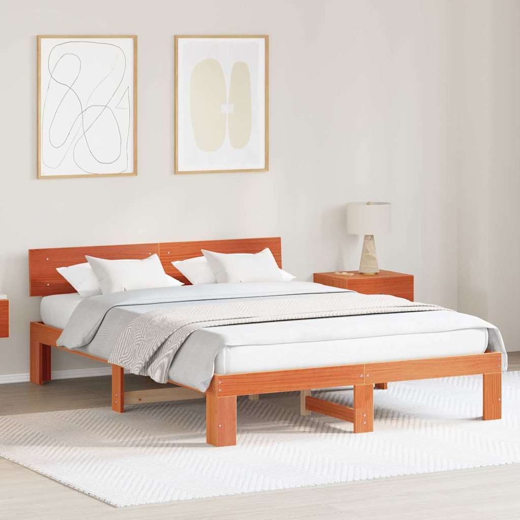 vidaXL Ramka łóżka Woskowy Brąz 160 x 200 cm Lite drewno sosnowe