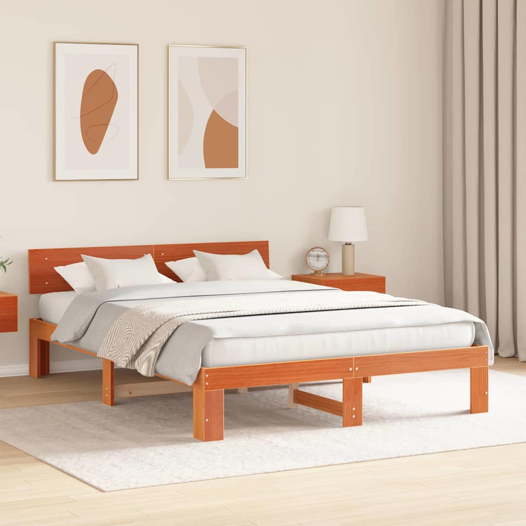 vidaXL Ramka łóżka Woskowy Brąz 160 x 200 cm Lite drewno sosnowe