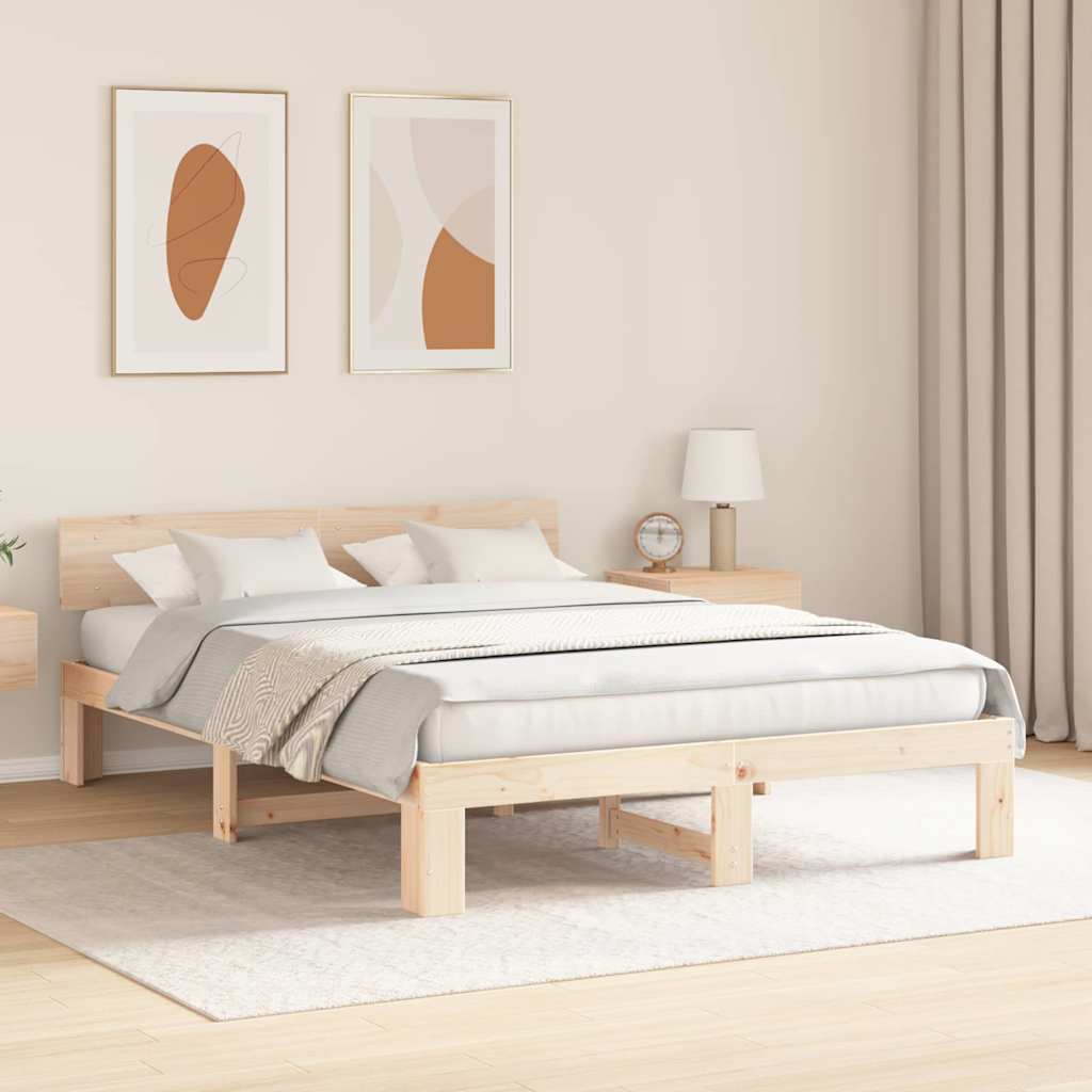 vidaXL Ramka łóżka Naturalny 150 x 200 cm Lite drewno sosnowe