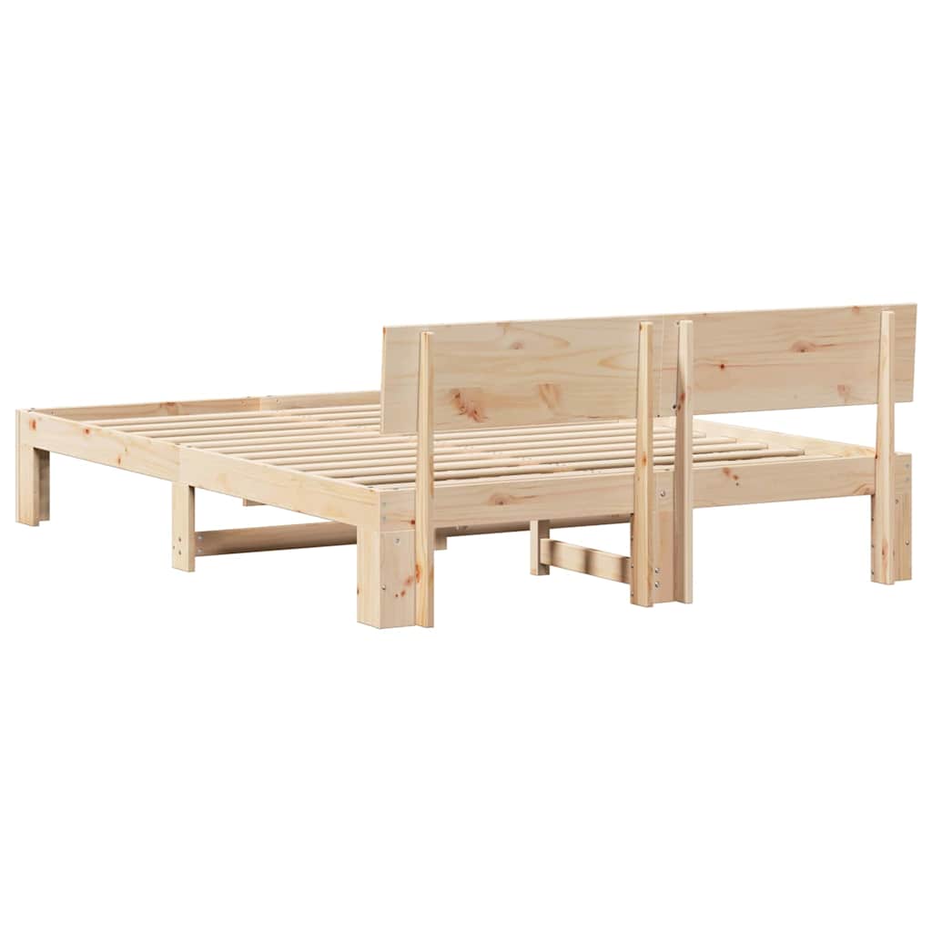 vidaXL Ramka łóżka Naturalny 150 x 200 cm Lite drewno sosnowe