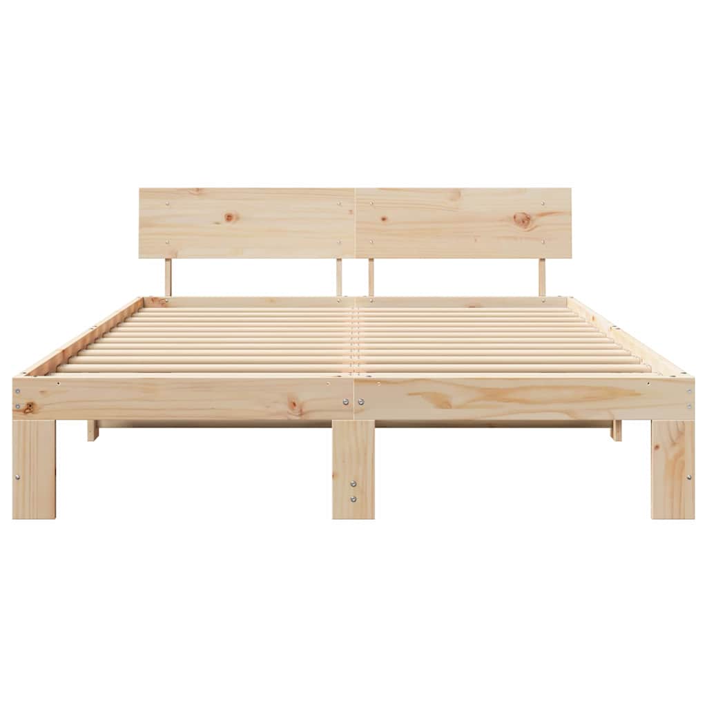 vidaXL Ramka łóżka Naturalny 140 x 200 cm Lite drewno sosnowe