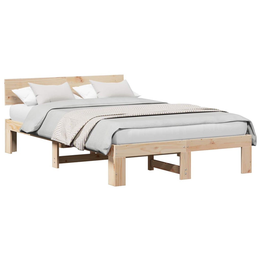 vidaXL Ramka łóżka Naturalny 120 x 200 cm Lite drewno sosnowe