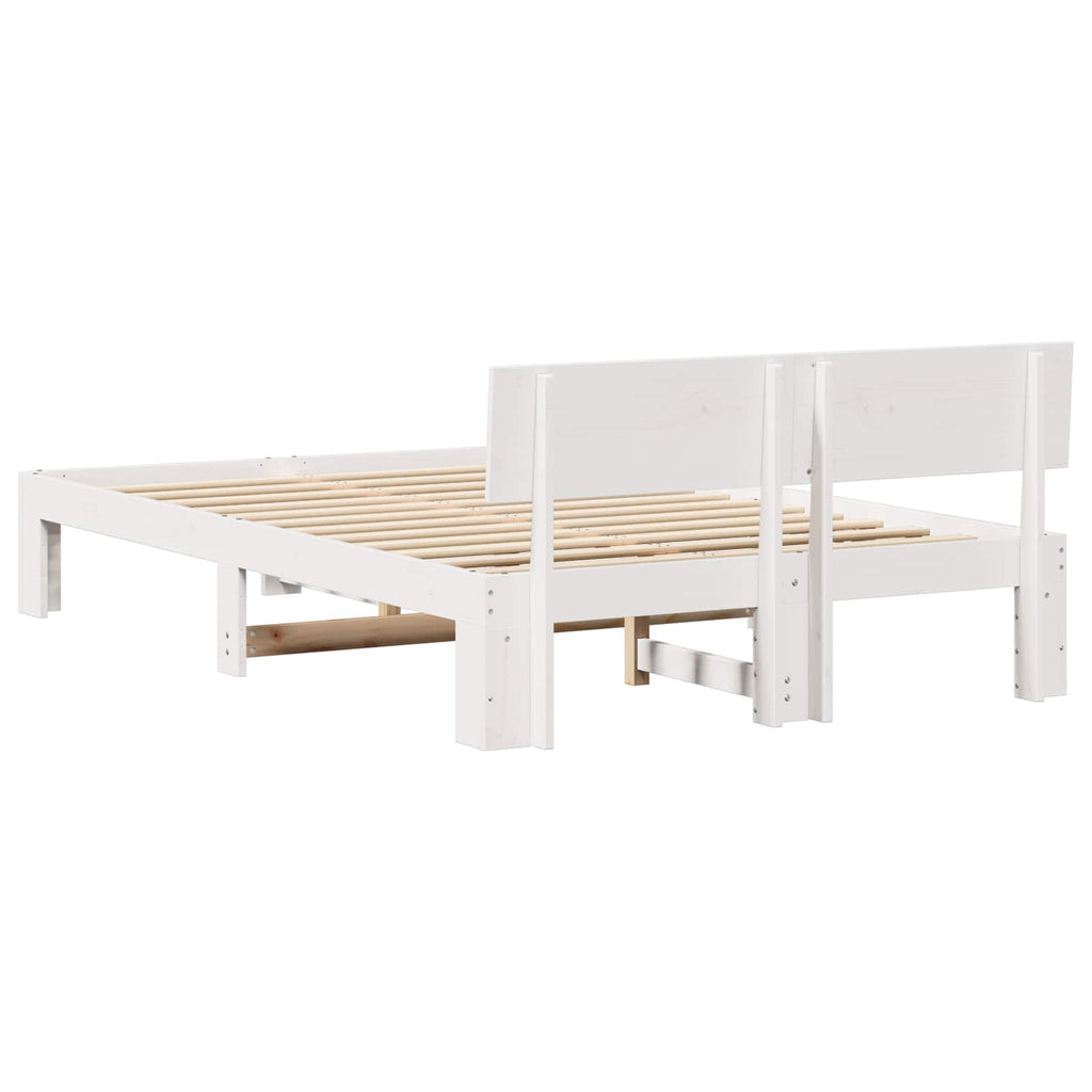 vidaXL Ramka łóżka Z zagłówkiem Biały 120 x 200 cm Lite drewno sosnowe