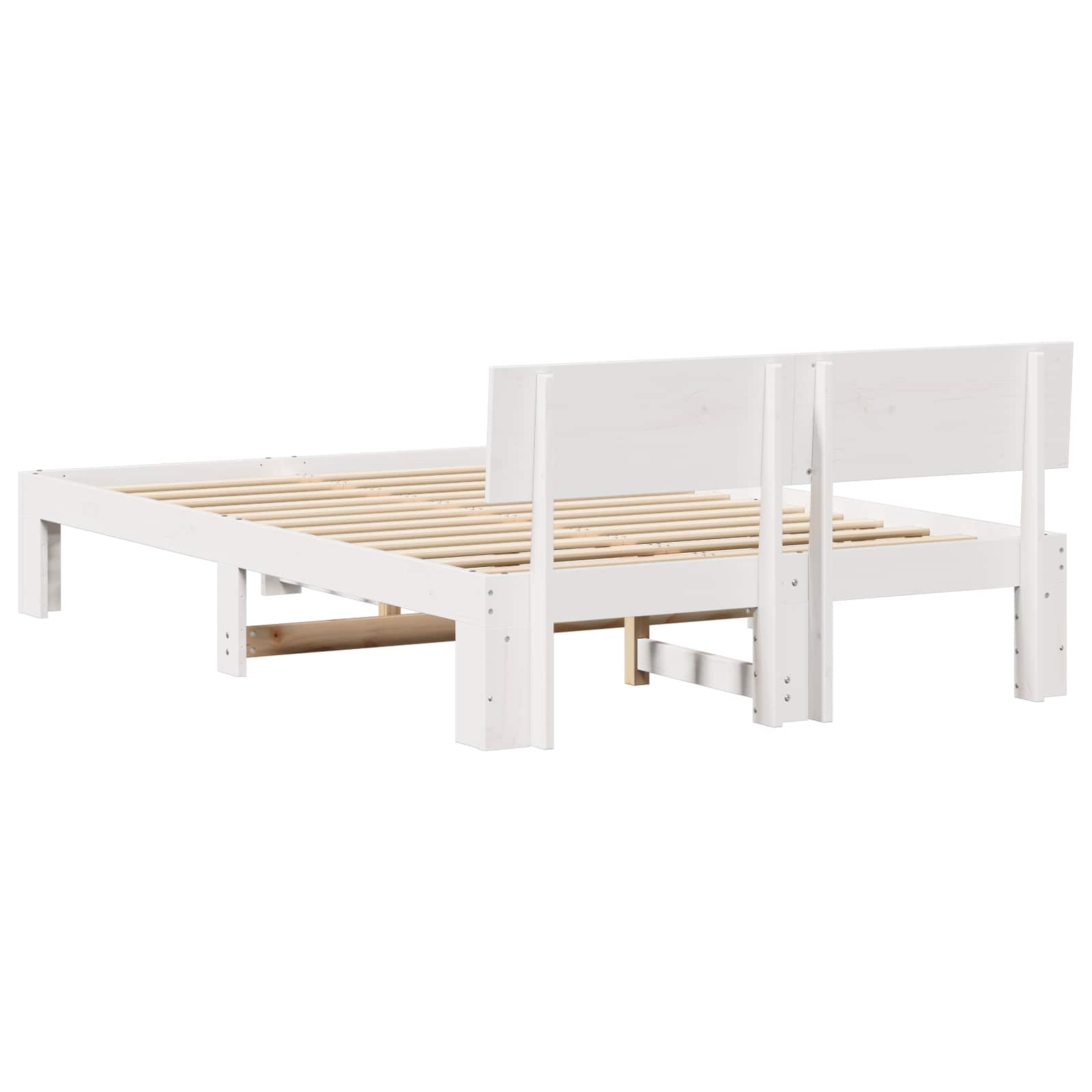 vidaXL Ramka łóżka Z zagłówkiem Biały 120 x 200 cm Lite drewno sosnowe