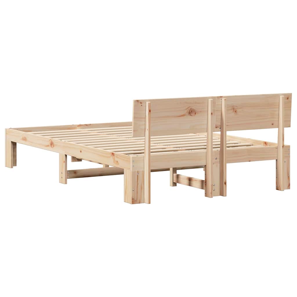 vidaXL Ramka łóżka Naturalny 140 x 190 cm Lite drewno sosnowe