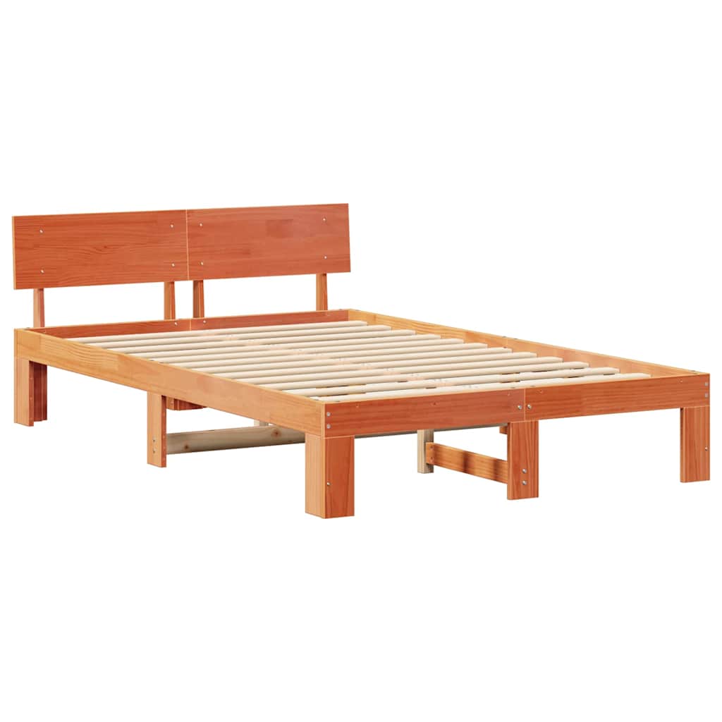 vidaXL Ramka łóżka Woskowy Brąz 140 x 190 cm Lite drewno sosnowe