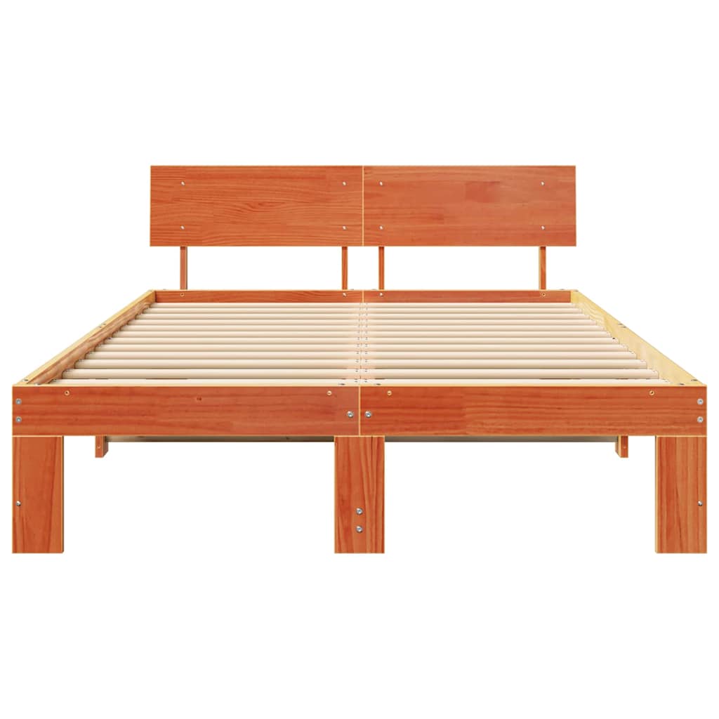 vidaXL Ramka łóżka Woskowy Brąz 140 x 190 cm Lite drewno sosnowe