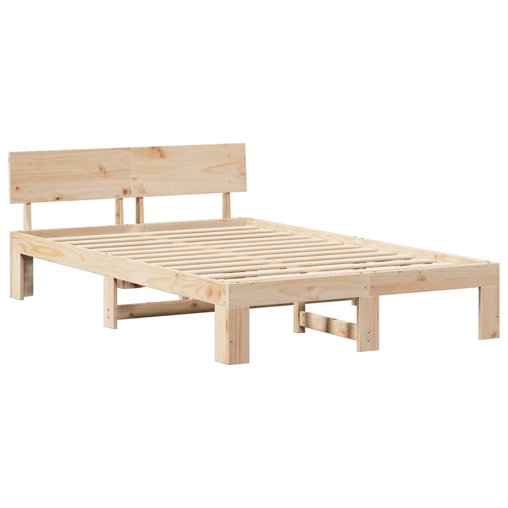 vidaXL Ramka łóżka Naturalny 135 x 190 cm Lite drewno sosnowe