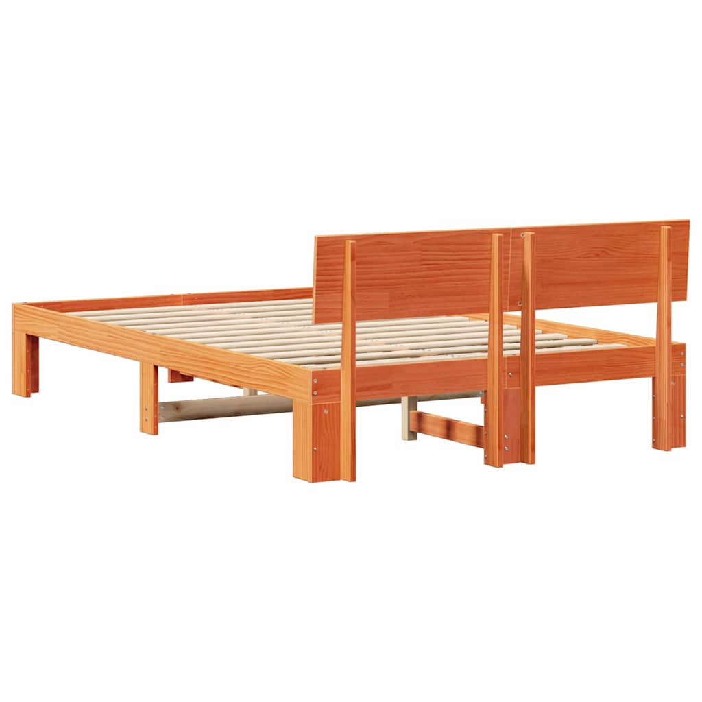 vidaXL Ramka łóżka Woskowy Brąz 135 x 190 cm Lite drewno sosnowe