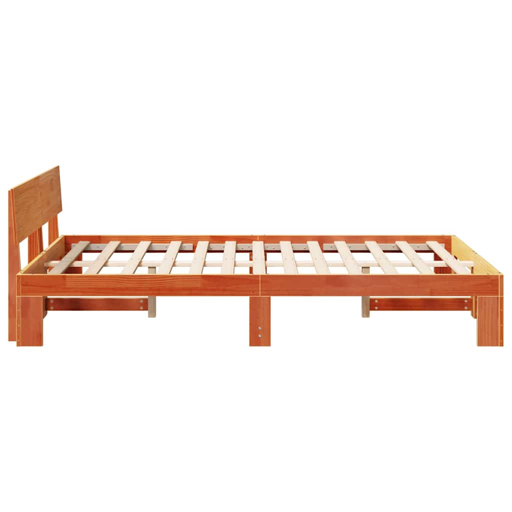 vidaXL Ramka łóżka Woskowy Brąz 135 x 190 cm Lite drewno sosnowe