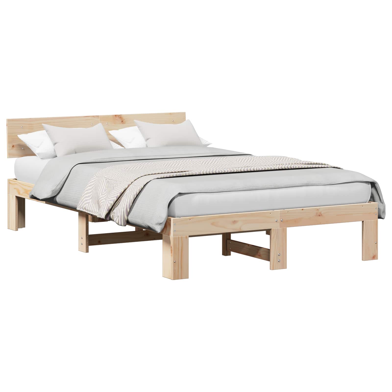 vidaXL Ramka łóżka Naturalny 120 x 190 cm Lite drewno sosnowe
