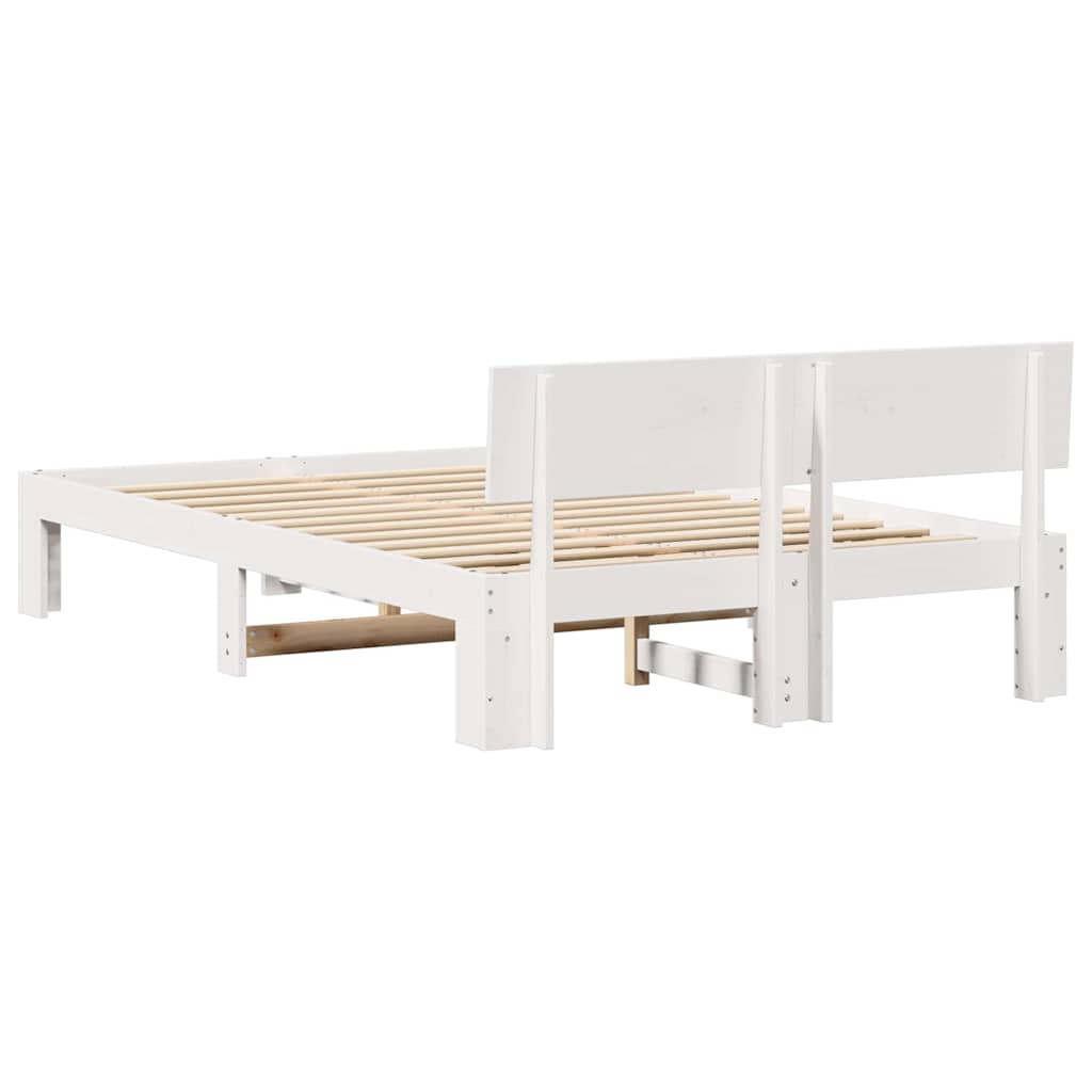 vidaXL Ramka łóżka Z zagłówkiem Biały 120 x 190 cm Lite drewno sosnowe