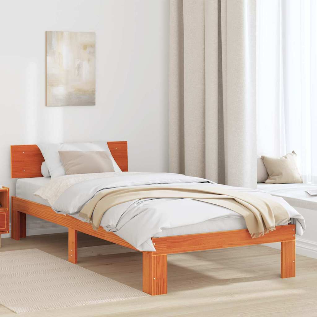 vidaXL Ramka łóżka Woskowy Brąz 100 x 200 cm Lite drewno sosnowe