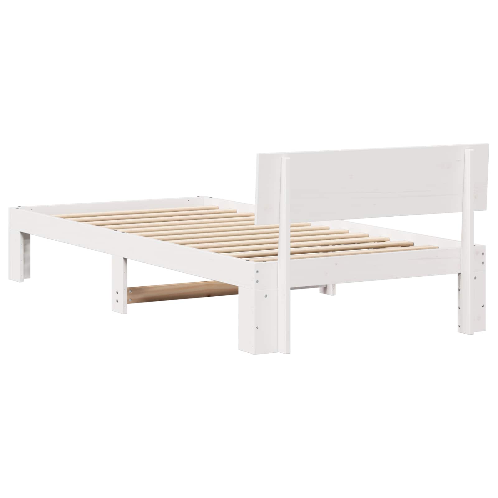 vidaXL Ramka łóżka Z zagłówkiem Biały 90 x 200 cm Lite drewno sosnowe