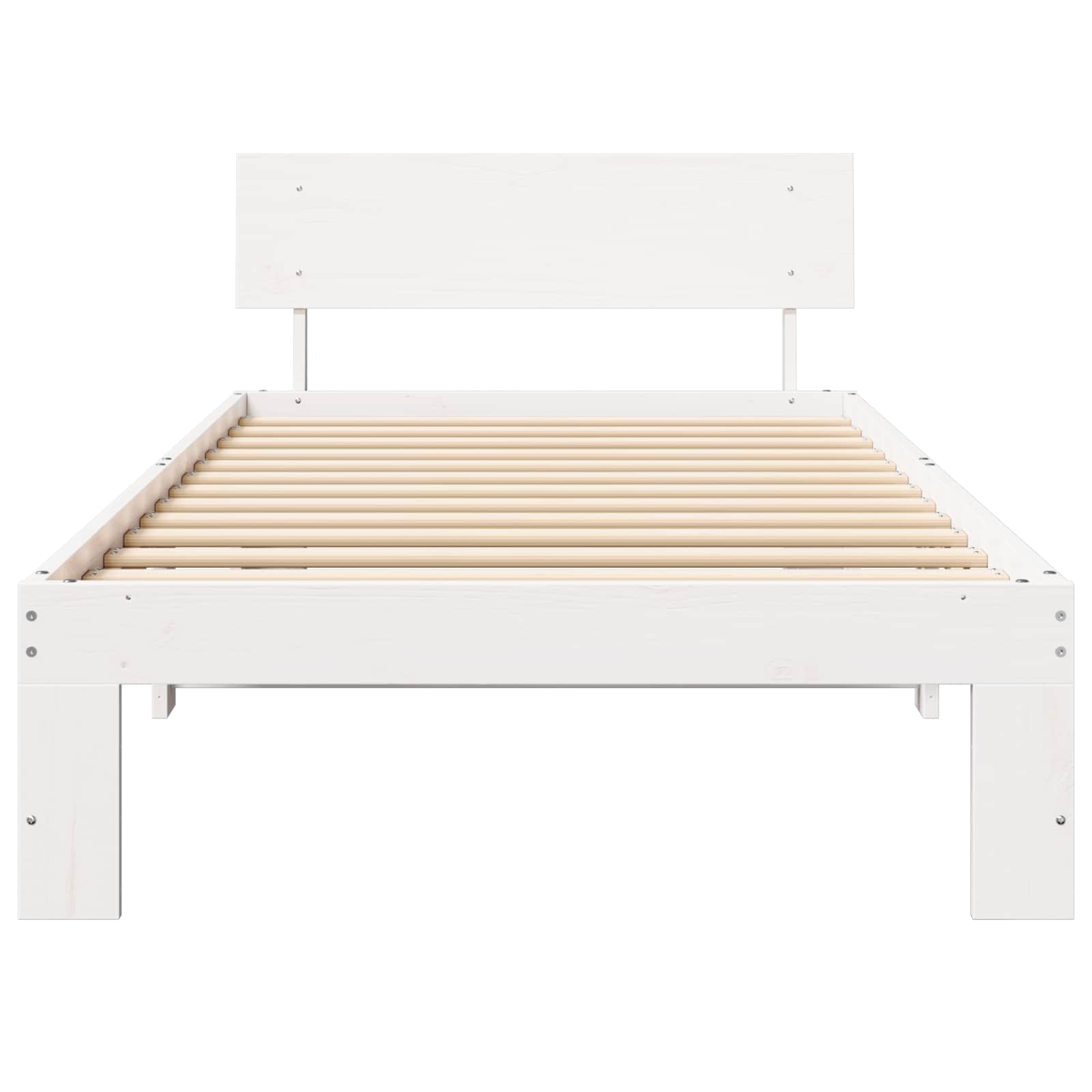 vidaXL Ramka łóżka Z zagłówkiem Biały 90 x 200 cm Lite drewno sosnowe