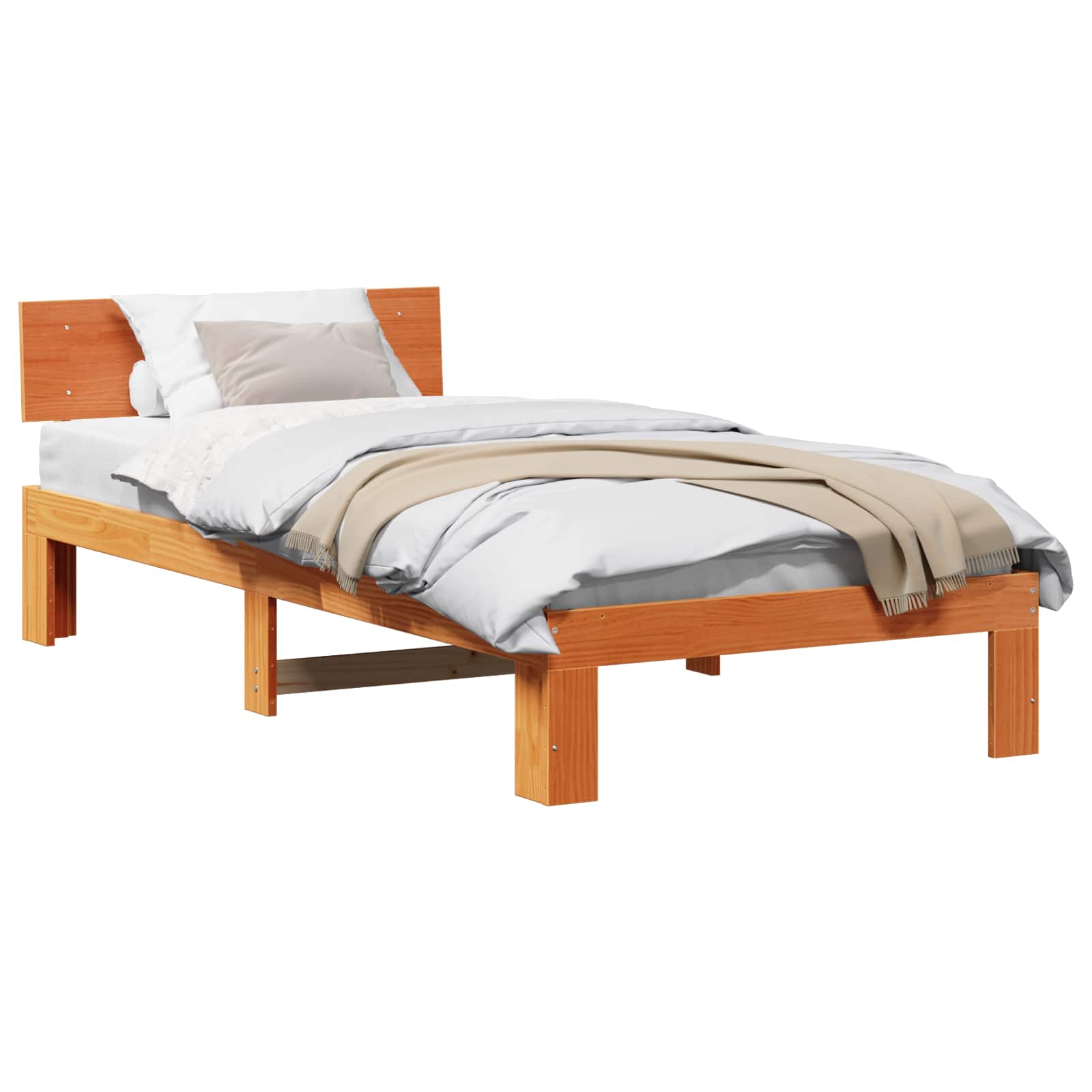vidaXL Ramka łóżka Woskowy Brąz 90 x 200 cm Lite drewno sosnowe
