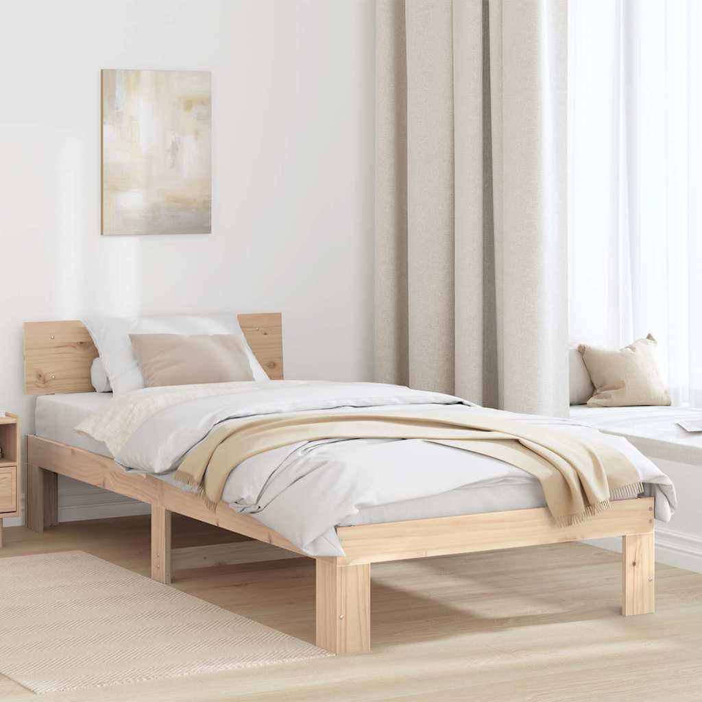 vidaXL Ramka łóżka Naturalny 80 x 200 cm Lite drewno sosnowe
