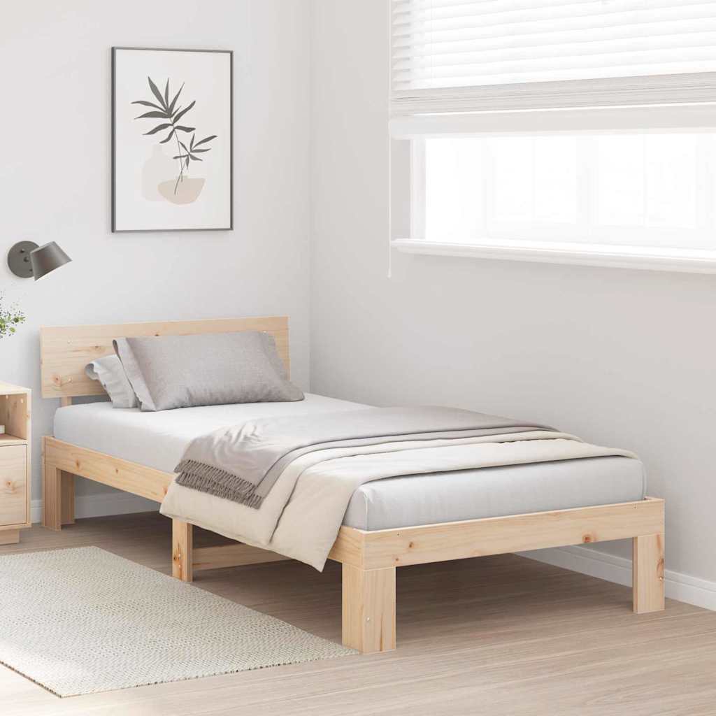 vidaXL Ramka łóżka Naturalny 80 x 200 cm Lite drewno sosnowe