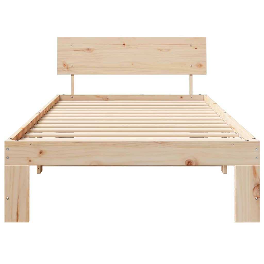 vidaXL Ramka łóżka Naturalny 80 x 200 cm Lite drewno sosnowe