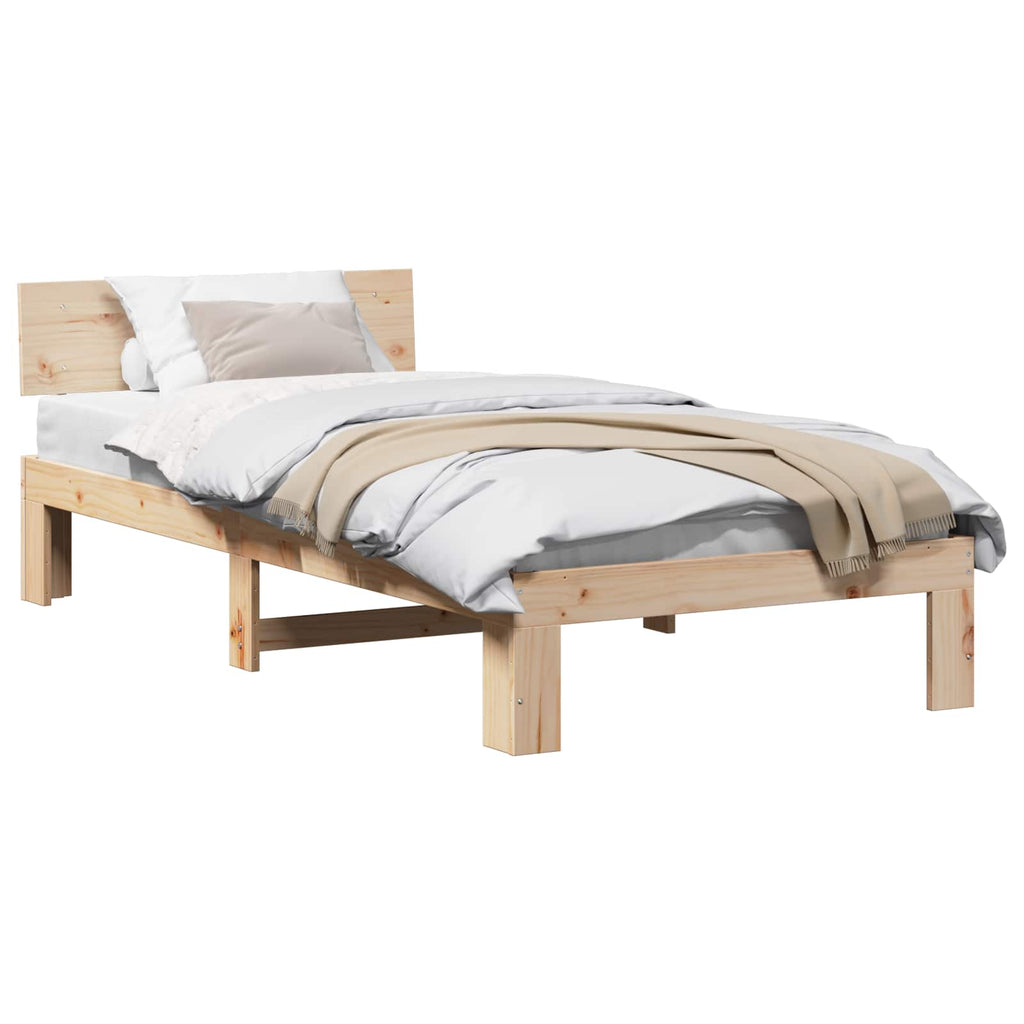 vidaXL Ramka łóżka Naturalny 90 x 190 cm Lite drewno sosnowe