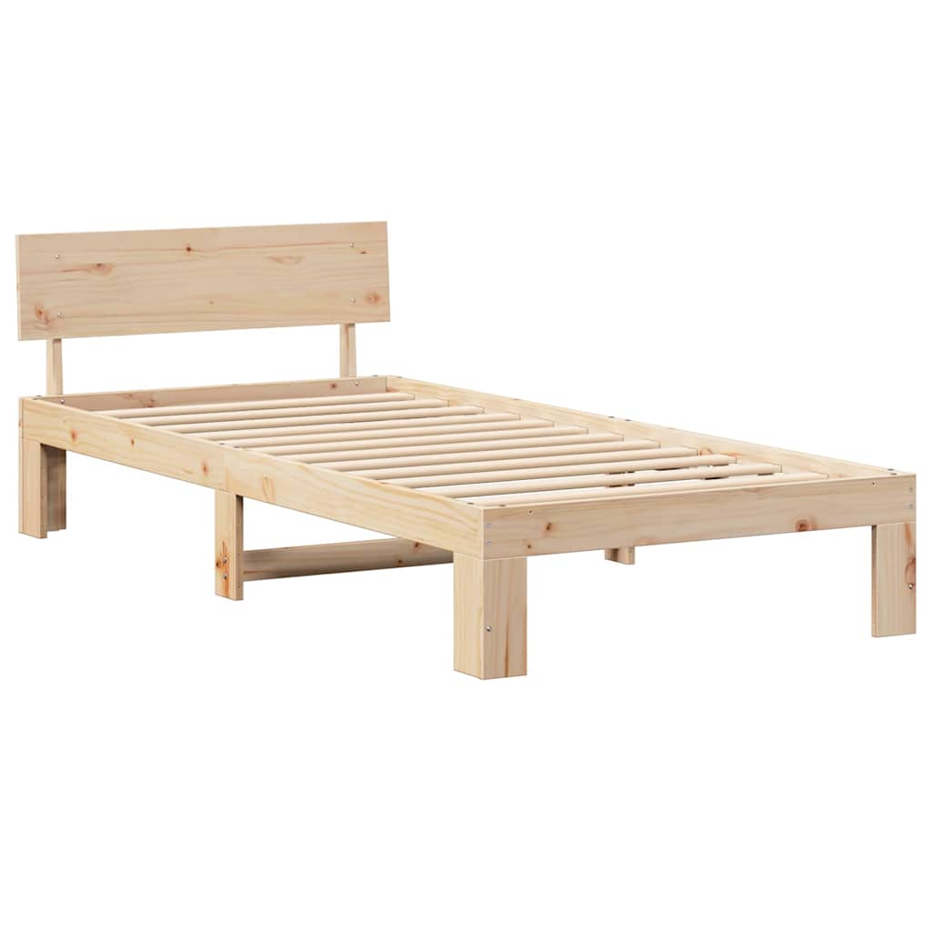 vidaXL Ramka łóżka Naturalny 90 x 190 cm Lite drewno sosnowe