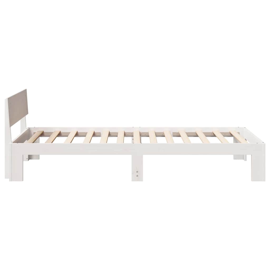 vidaXL Ramka łóżka Z zagłówkiem Biały 90 x 190 cm Lite drewno sosnowe