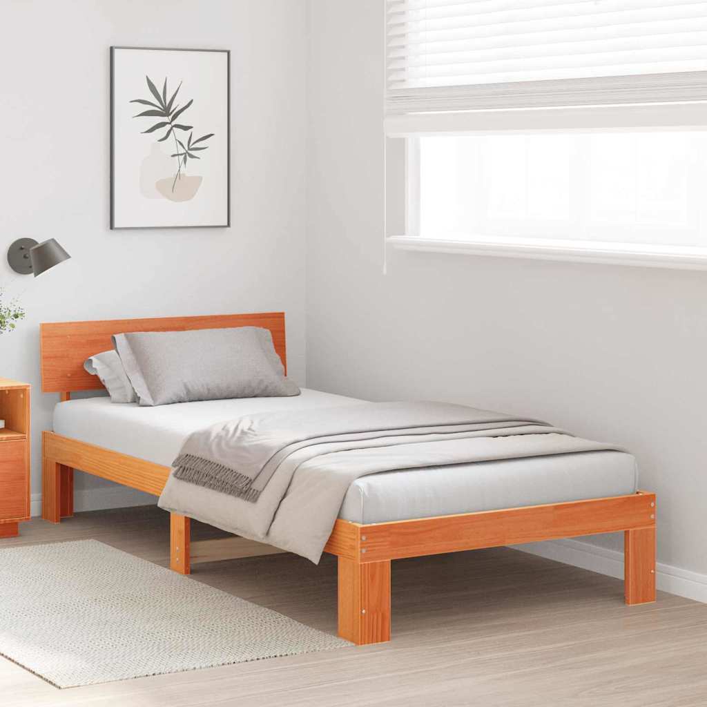 vidaXL Ramka łóżka Woskowy Brąz 75 x 190 cm Lite drewno sosnowe