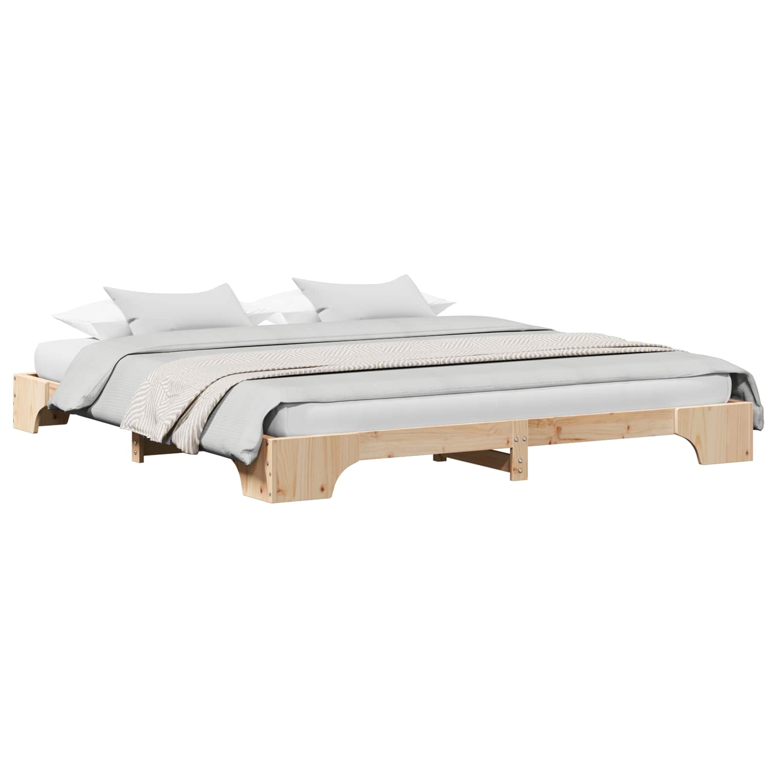 vidaXL Ramka łóżka Naturalny 200 x 200 cm Lite drewno sosnowe