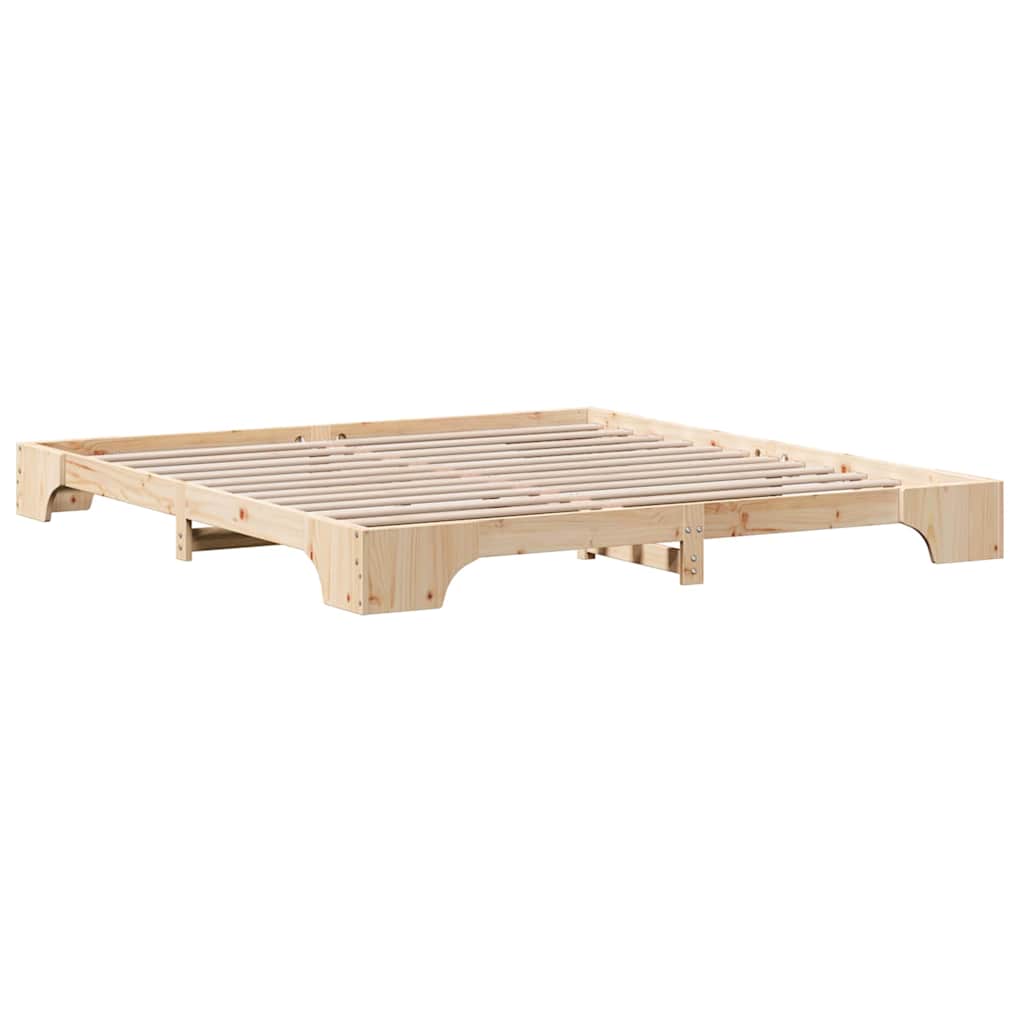 vidaXL Ramka łóżka Naturalny 200 x 200 cm Lite drewno sosnowe